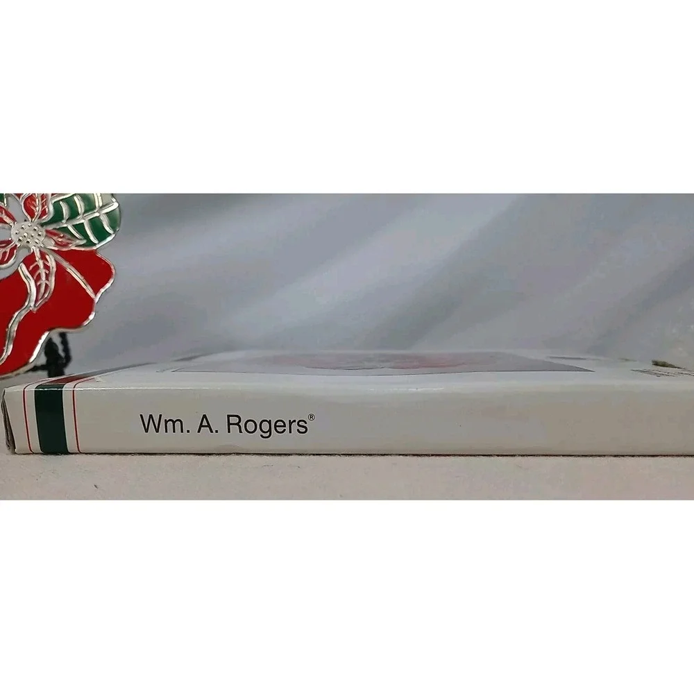 Vintage Wm A Rogers Poinsettia Trivet Silverplate & Enamel 1986 Christmas Trivet